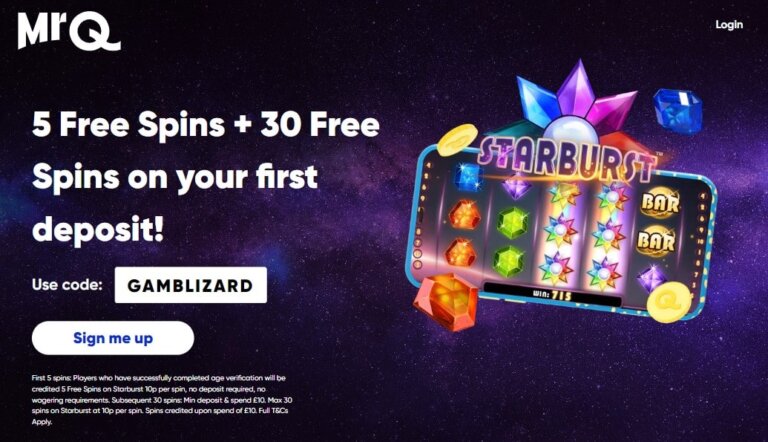 MrQ Casino 10 Free Spins | No Deposit & No Wagering | MrQ Promo Code