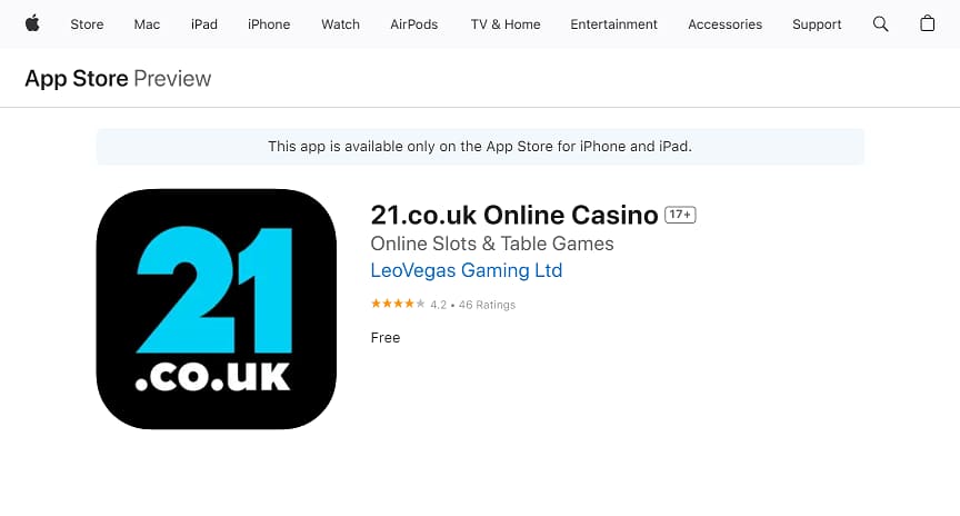 21.co.uk apps apple