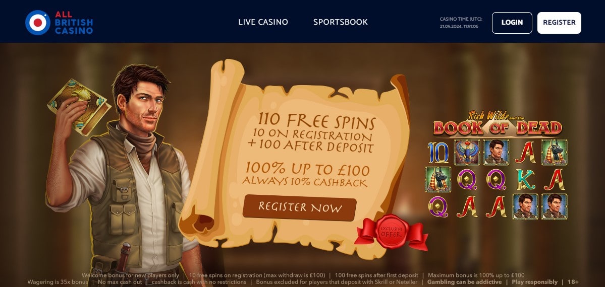 All British Casino 10 Free Spins