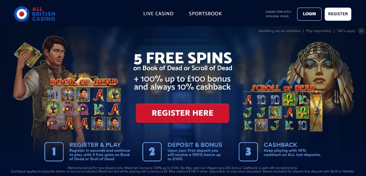 All British Casino 5 Free Spins