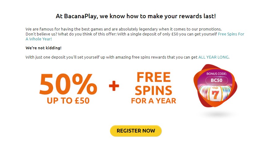 bacanaplay free spins for a year