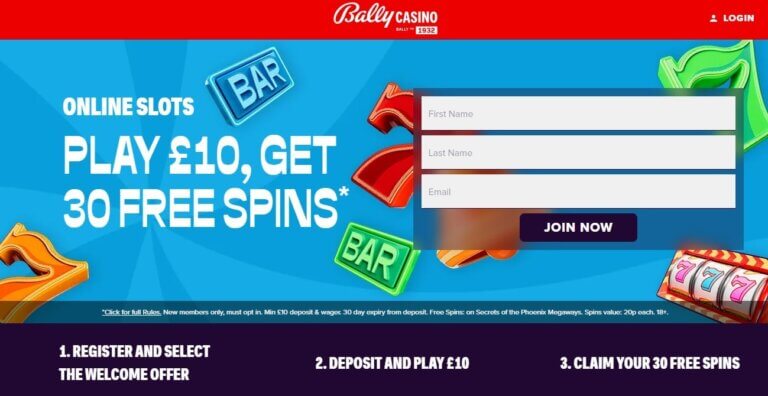 bally casino welcome bonus spins