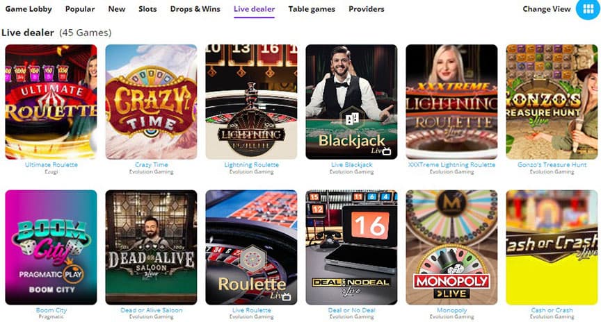 barz casino live games