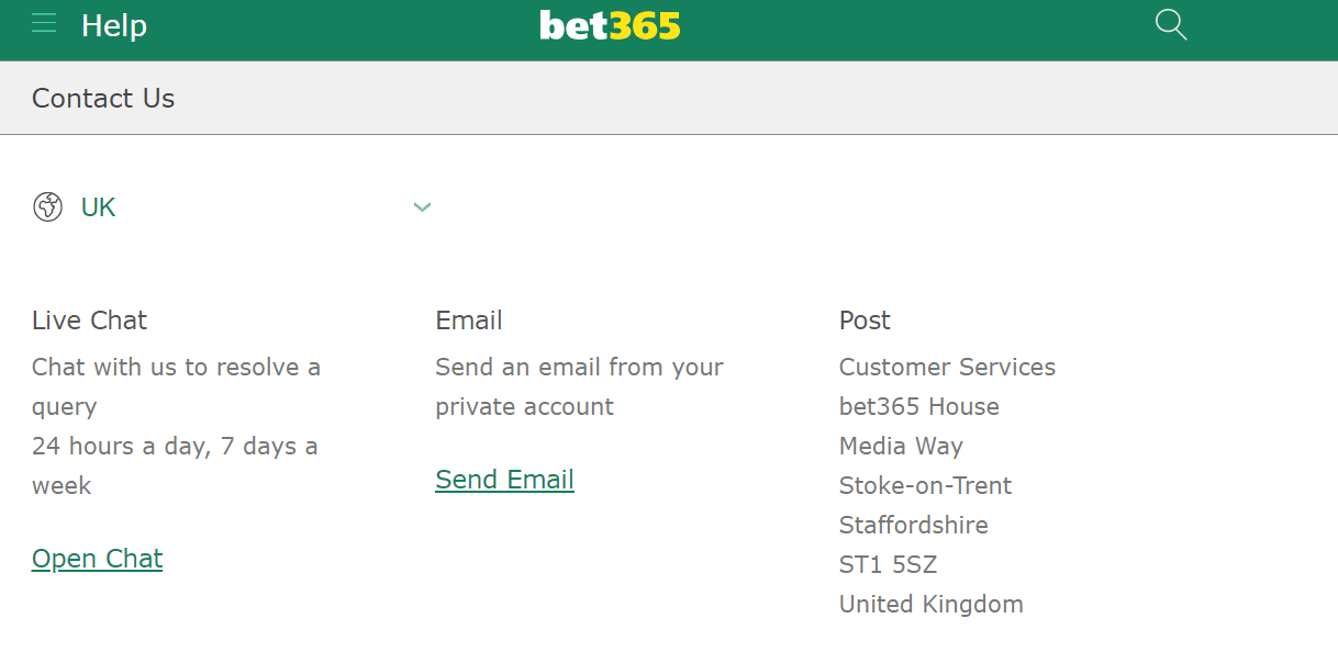 bet365 support