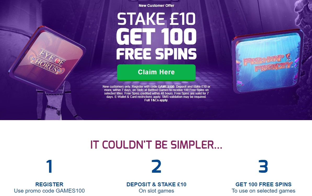 Betfred 100 Free Spins