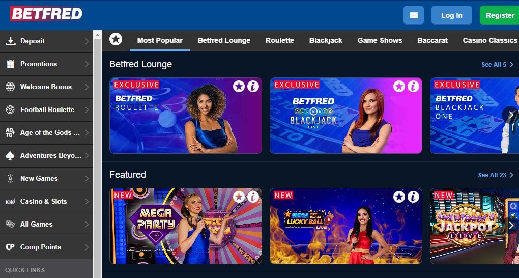 betfred live casino games
