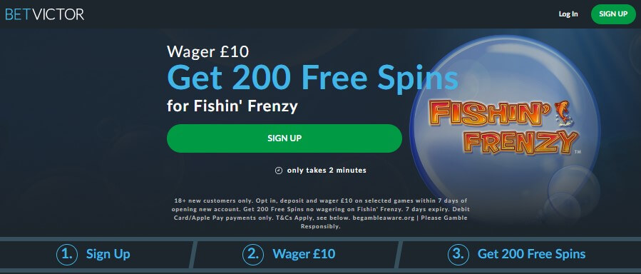 BetVictor 200 free spins offer