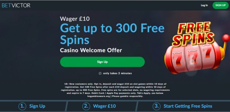 betvictor 300 -free spins no wager