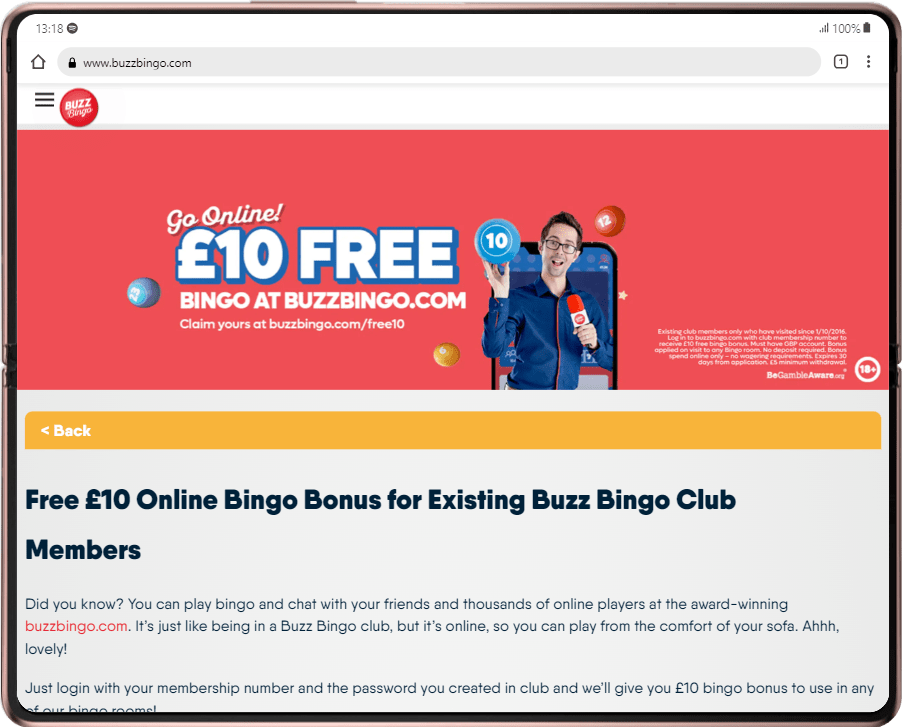 buzz bingo  free spins no deposit
