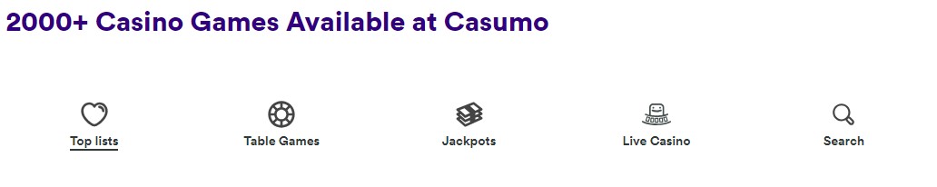 Casumo Casino Game Filters