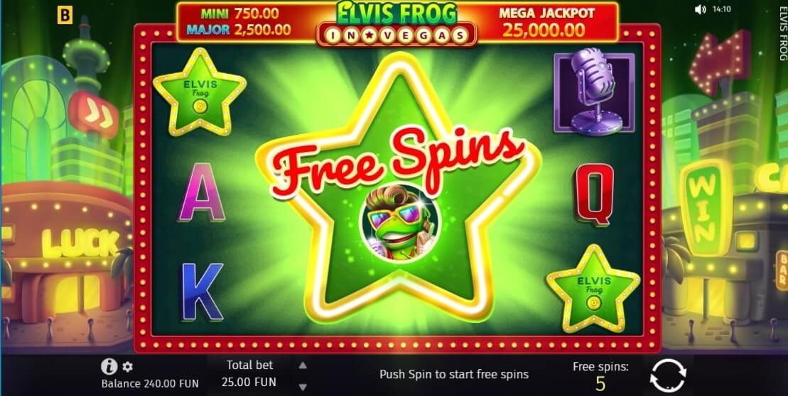 Elvis Frog in Vegas Free Spins