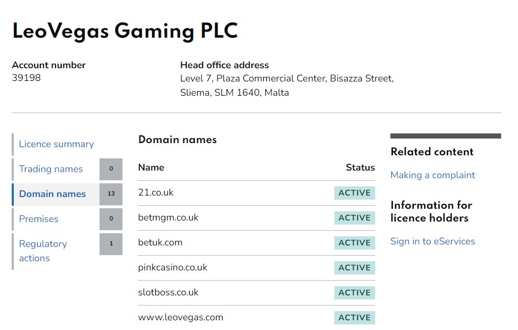 LeoVegas Gaming PLC gamblingcommission