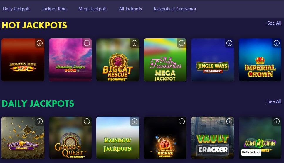 grosvenor online casino jackpot games