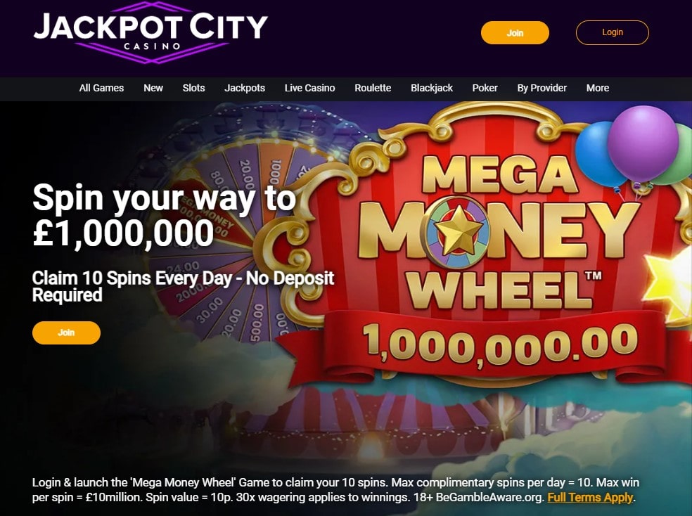 Jackpot City Casino No Deposit Bonus of 10 free spins daily