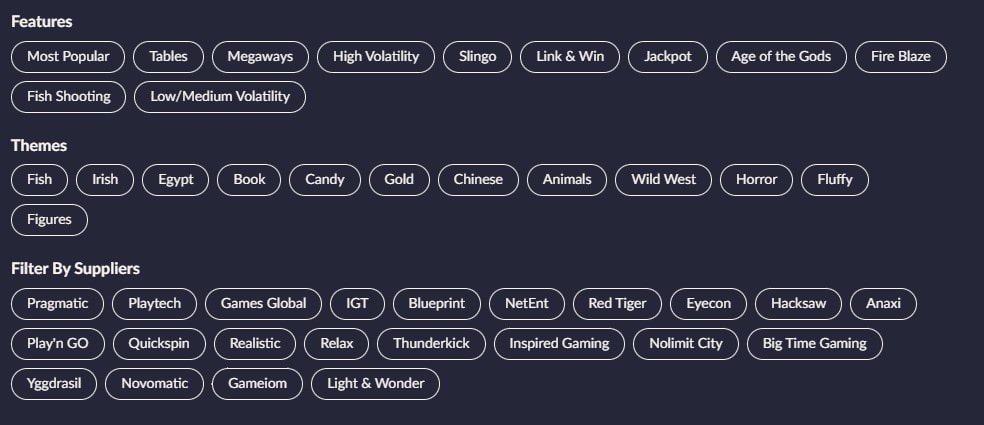 betano filtering options