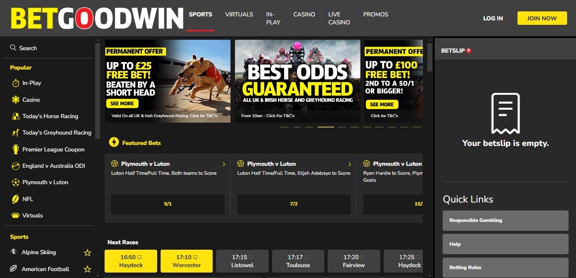 Betgoodwin login page