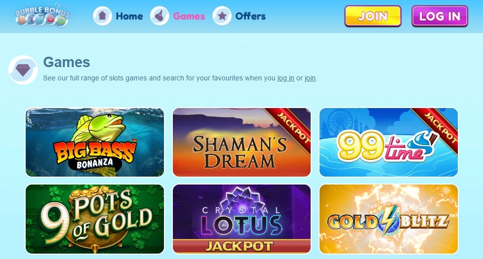 Bubble Bonus Bingo Games