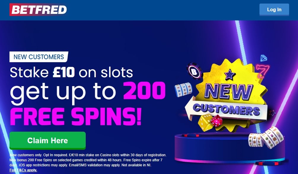 deposit 10 get 200 free spins no wagering requirements at betfred