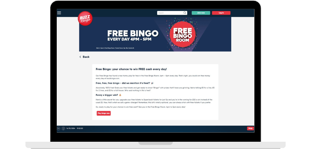 free bingo site buzz bingo