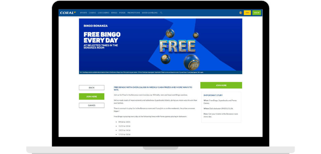 free bingo site coral