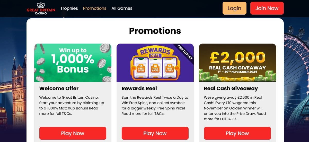 Great Britain Casino bonuses