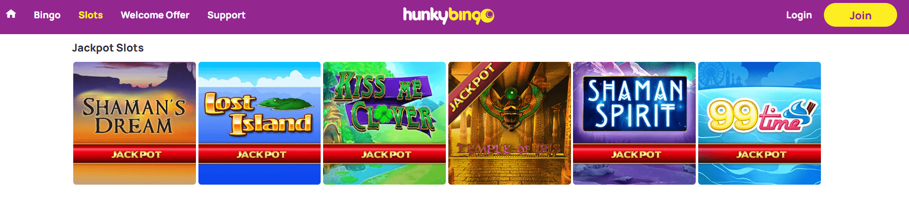 hunky bingo jackpot slots