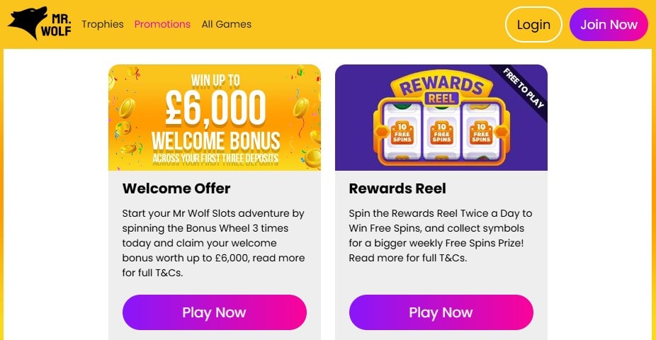 Mr Wolf Slots bonuses