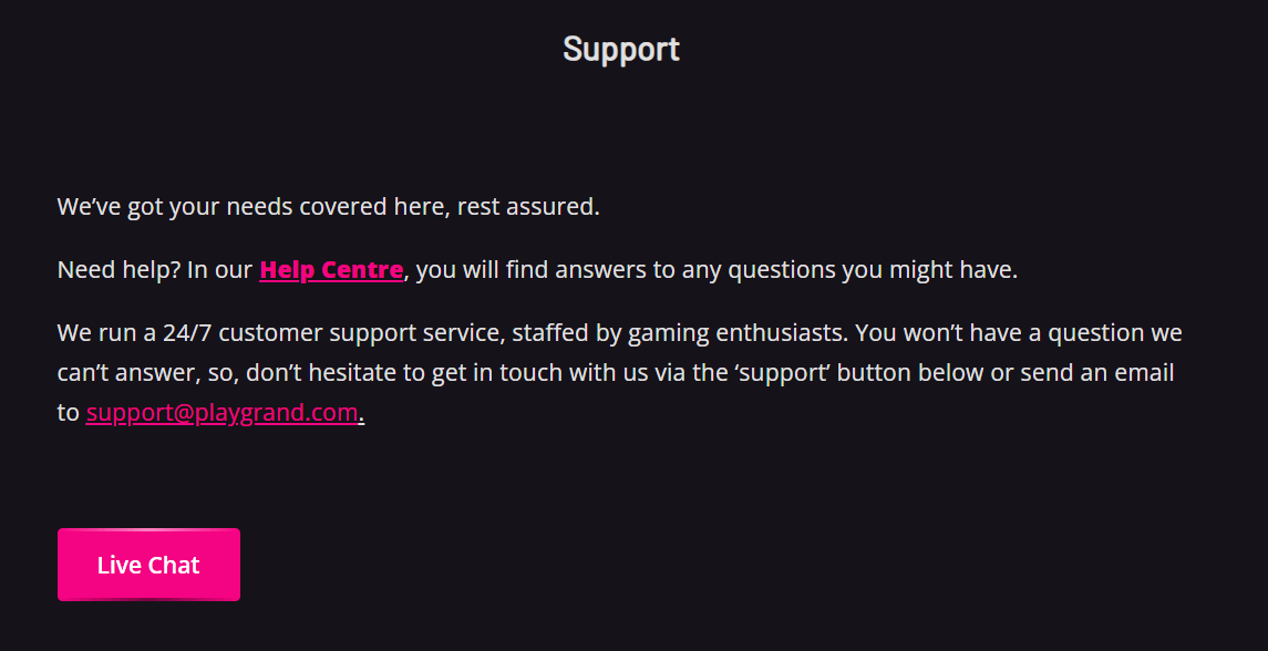 playgrand support