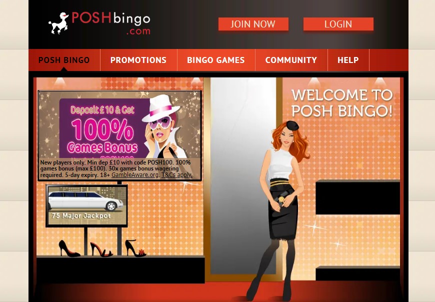 Posh Bingo Login Page