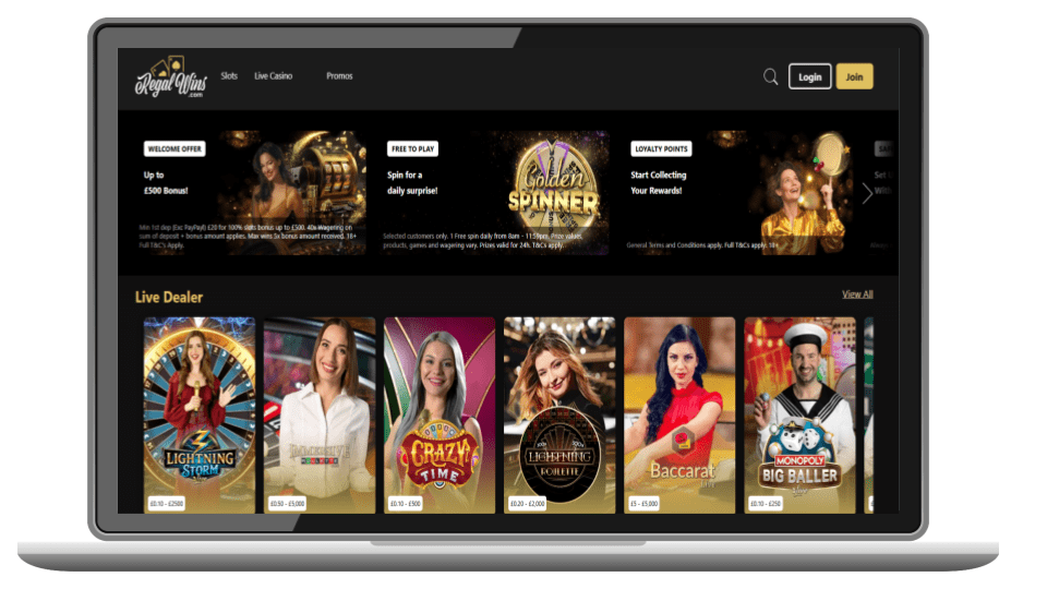 regalwins casino £20 deposit bonus