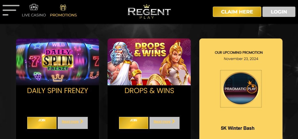 Regent Play Casino bonuses