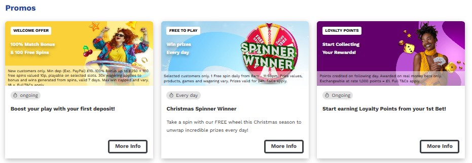 Spin and Win Casino New Bonuses