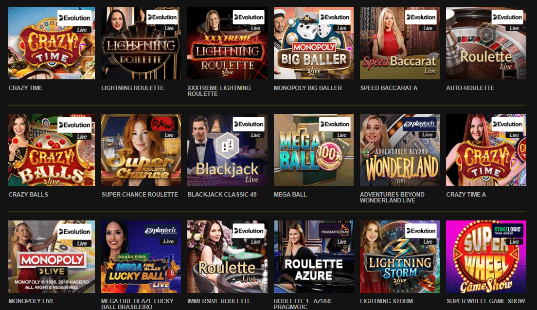 videoslots live casino games