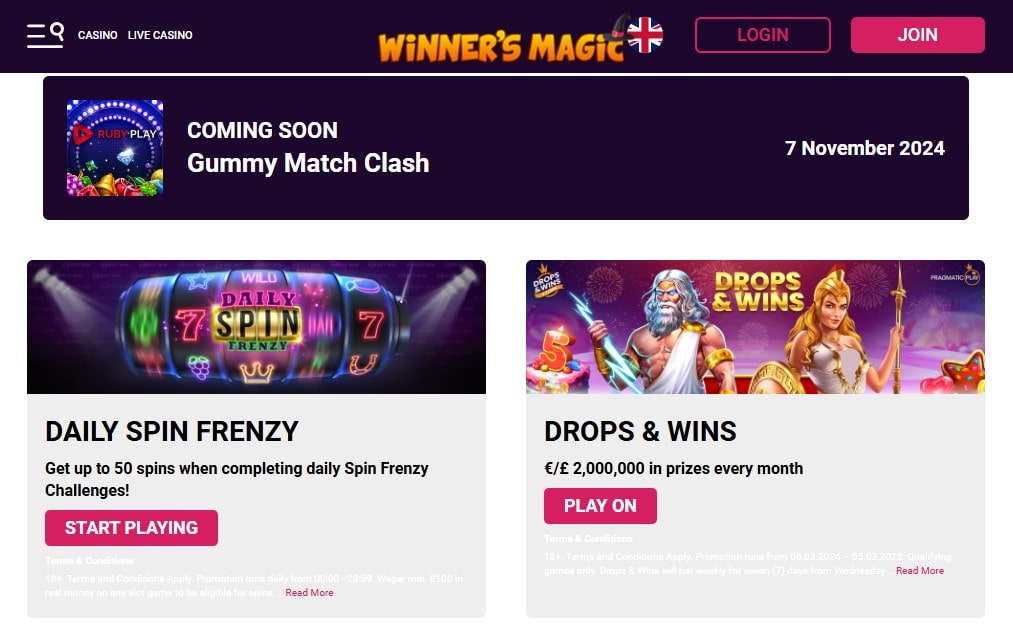 Winners Magic Casino bonuses