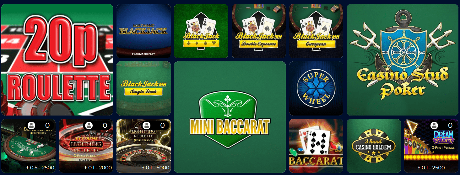 winomania casino live and table games