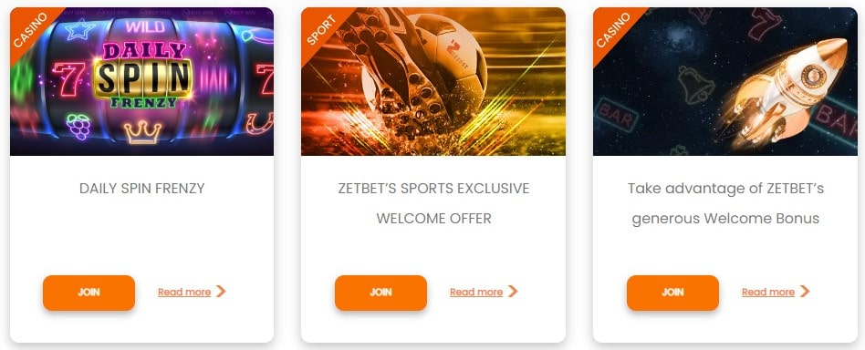 Zetbet bonuses