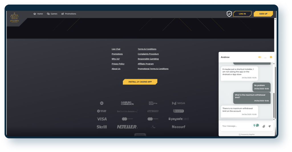 21 casino live-chat 3