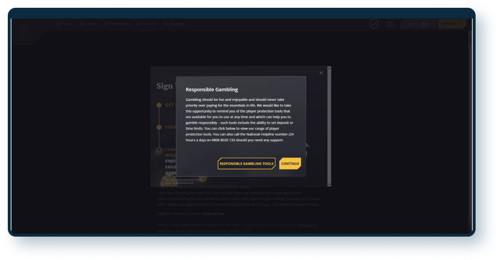 21 casino sign up step 5