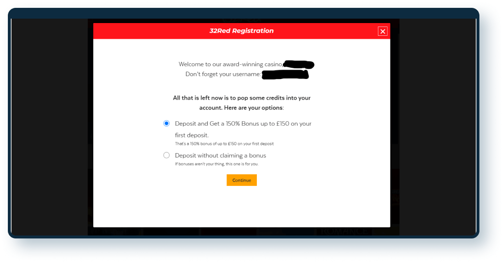 32Red Casino Registration step 4