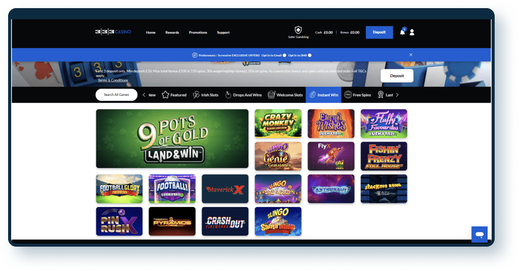 333 Casino Instant Games