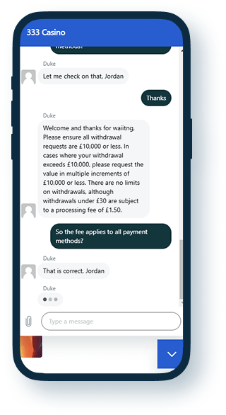 333 Casino Live Chat 3