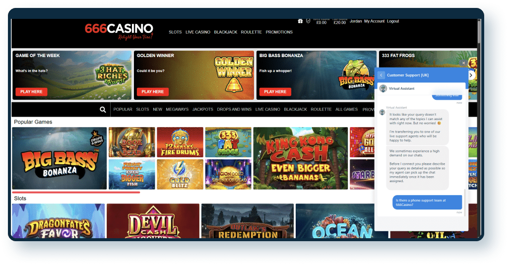 666 Casino Live Chat