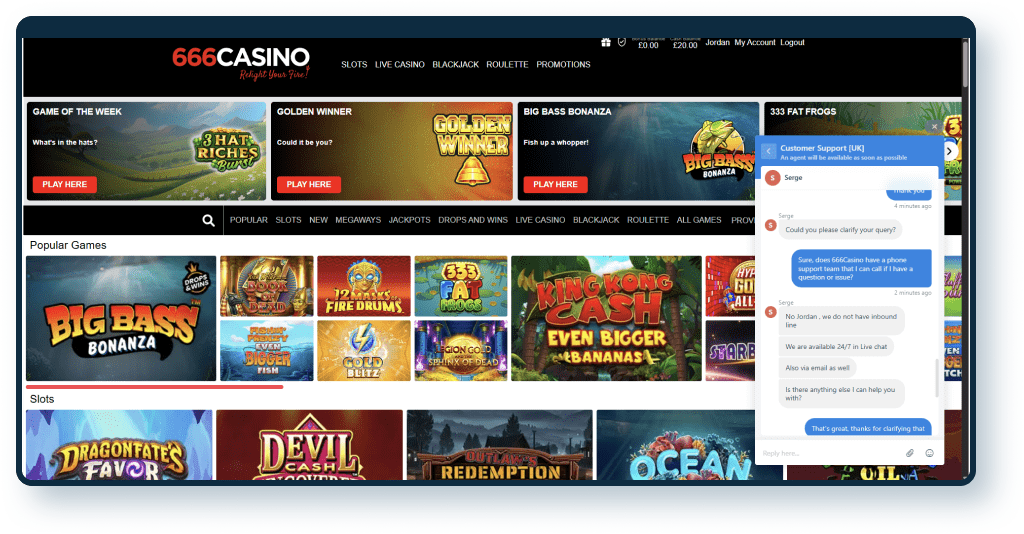 666 Casino Live Chat 2