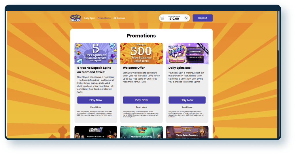 Aladdin Slots Promotions