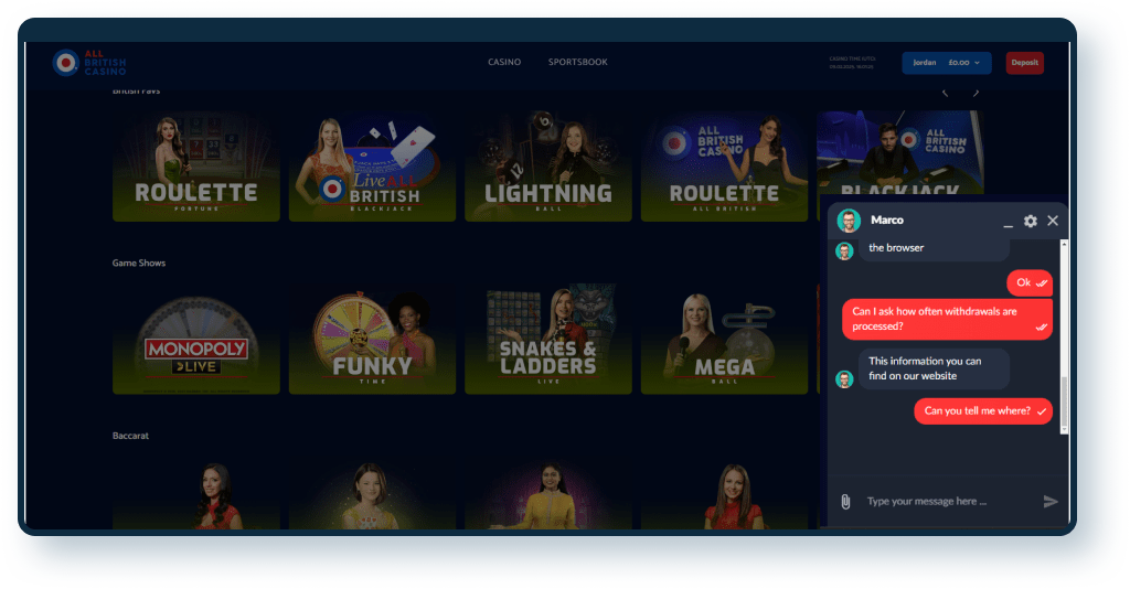 All British Casino Live Chat 2