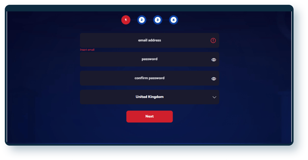 All British Casino Registration step 2