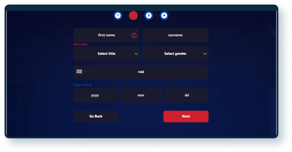 All British Casino Registration step 3