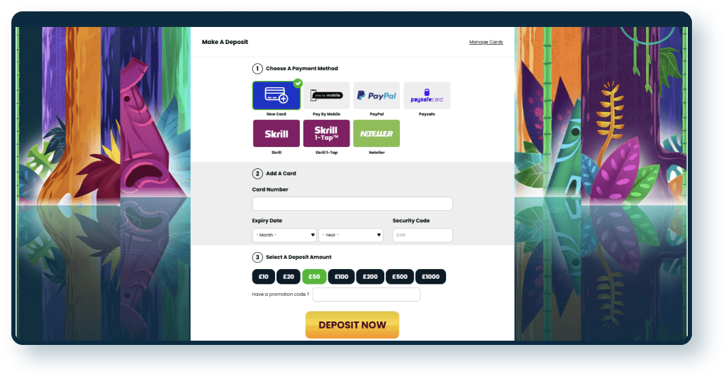 Amazon Slots Deposit step 1