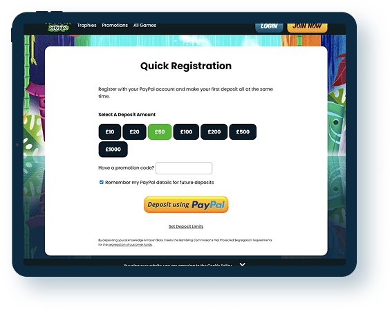 Amazon Slots PayPal Quick Registration