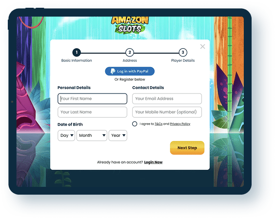 Amazon Slots Registration step 1